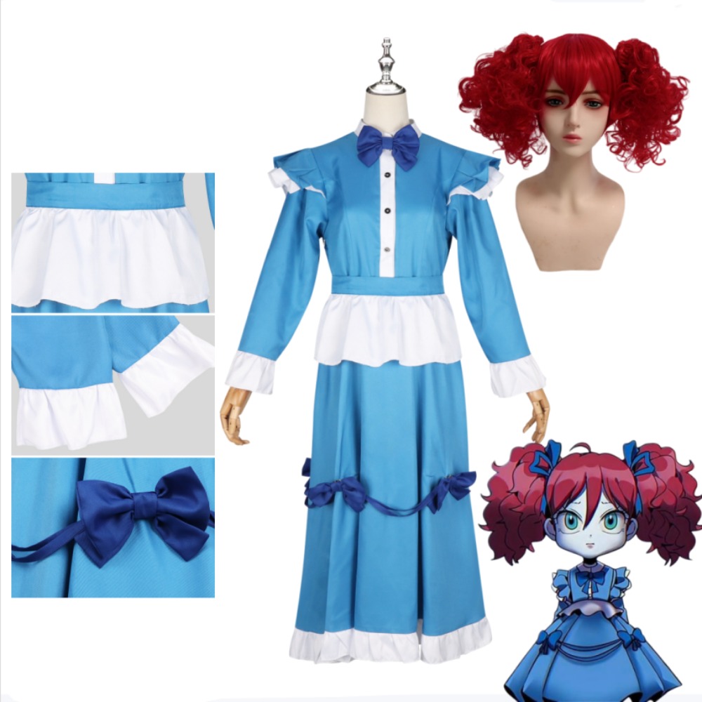 Poppy Red Hair Cosplay Costume - Anime Cosplay Blue Hair ulasan dan harga