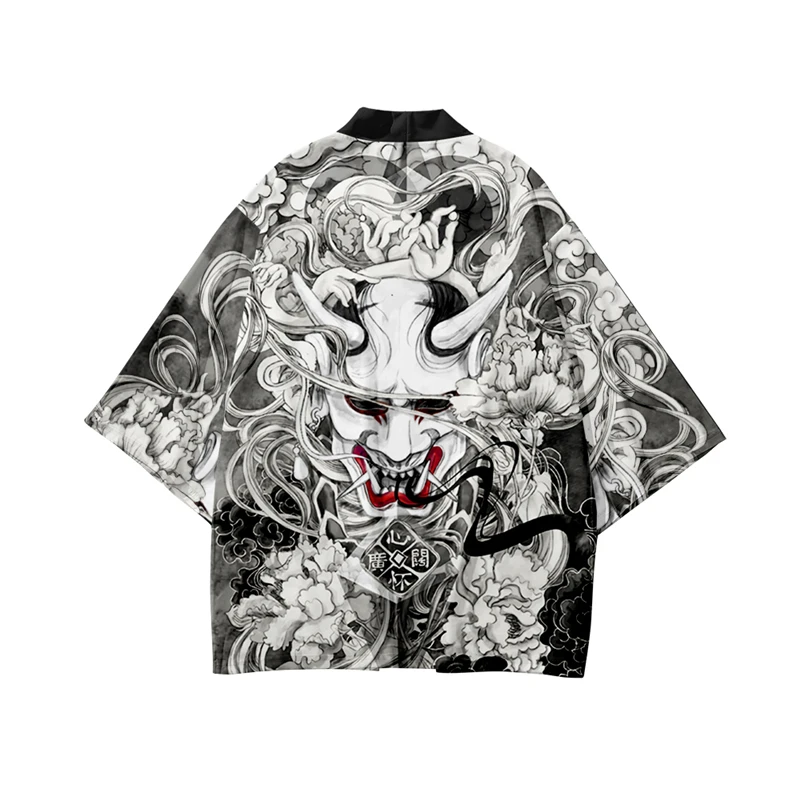 Demon Print Samurai Shirt Clot - Asian Cosplay Anime ulasan dan harga