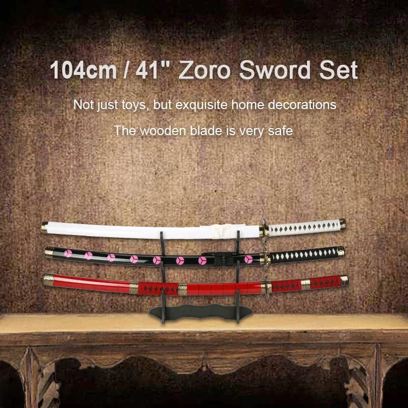 2026 3-pcs Roronoa Zoro Swords - Anime Cosplay Katana ulasan dan harga